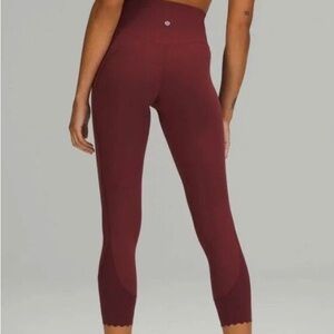 Lululemon Align High Rise Crop 23” Scalloped Hem Legging Red Merlot size 8